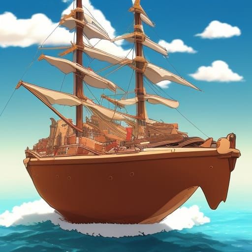 Nutella Ship in Studio Ghibli Anime Style