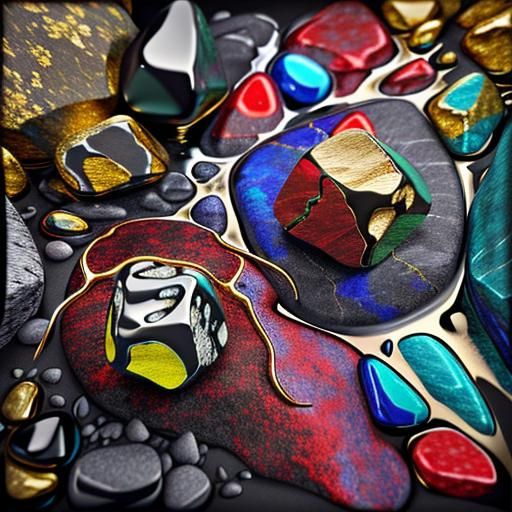 Photorealistic 3D Rocks in Maximalist Cinematic Style