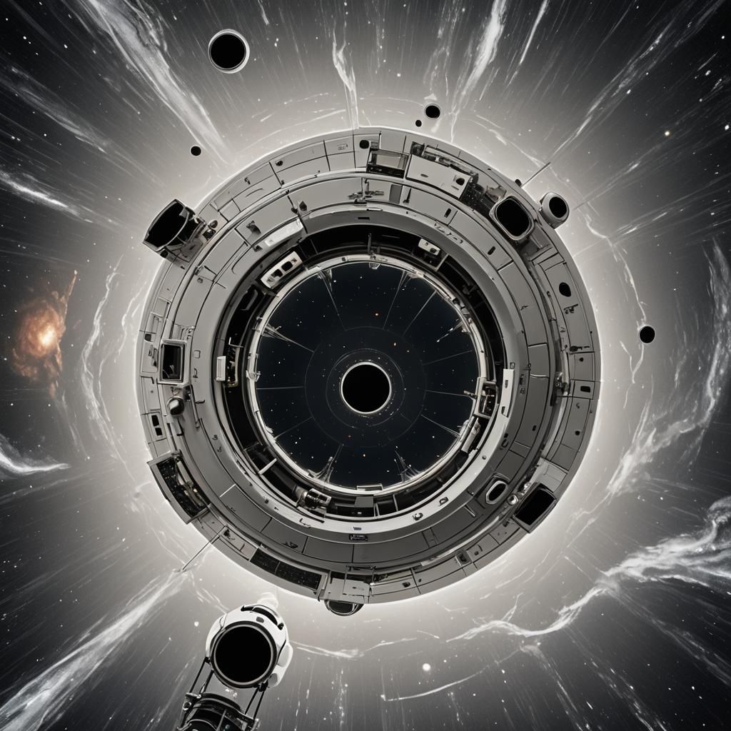 Spaceship Enters Black Hole Event Horizon