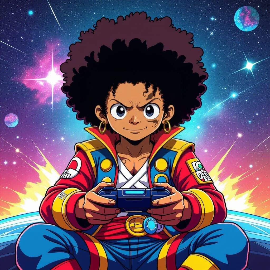 Cosmic Gamer God: One Piece Pirate With Afro
