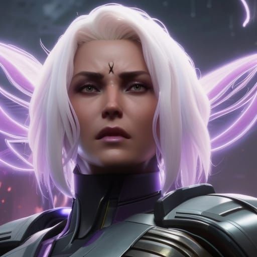 Psionic Portrait with Purple Aura, Digital Art