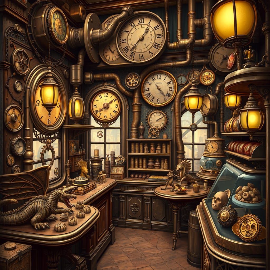 Steampunk Chocolatier Shop with Clockwork Delights
