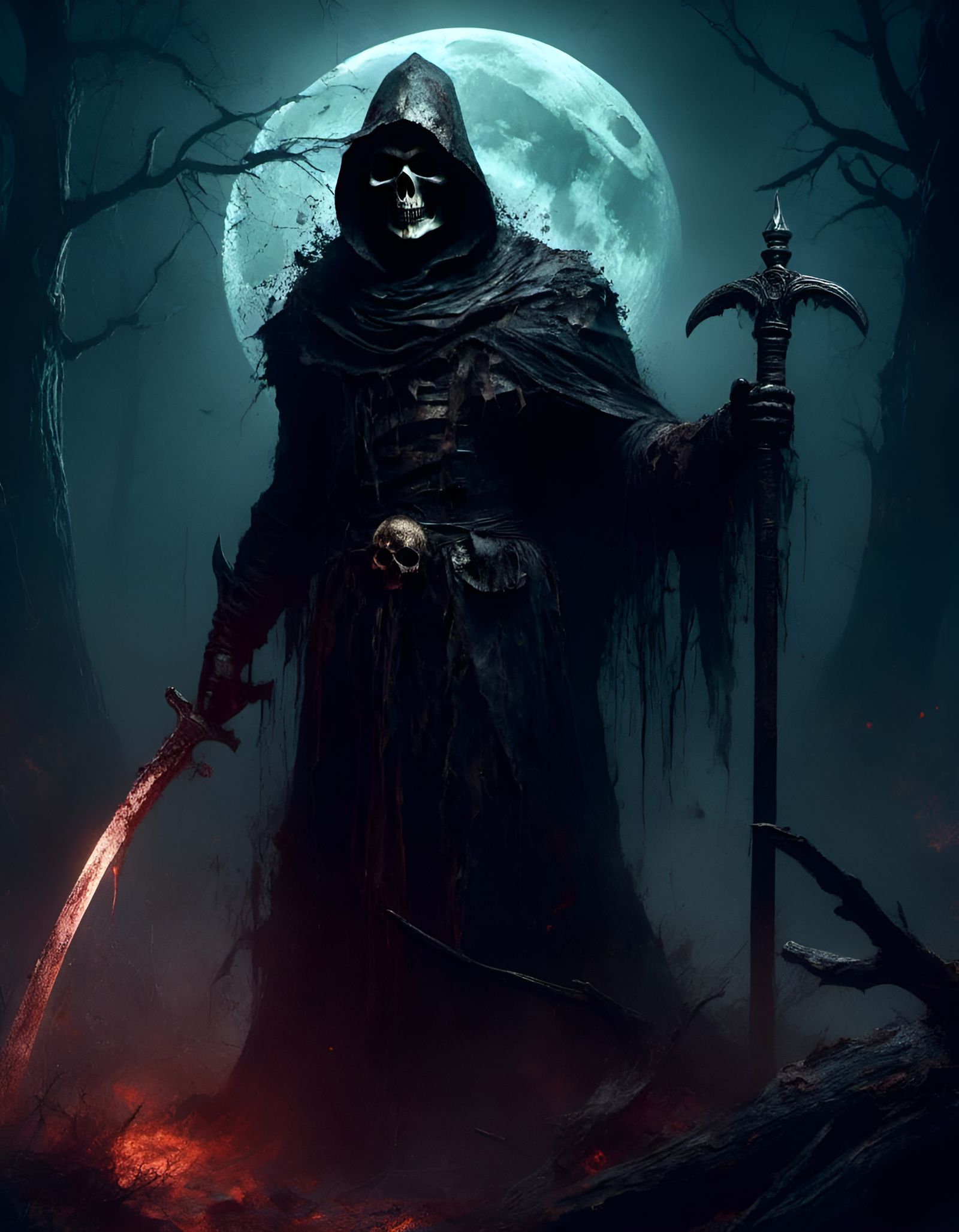 Macabre Grim Reaper Portrait in Fantasy Art Style