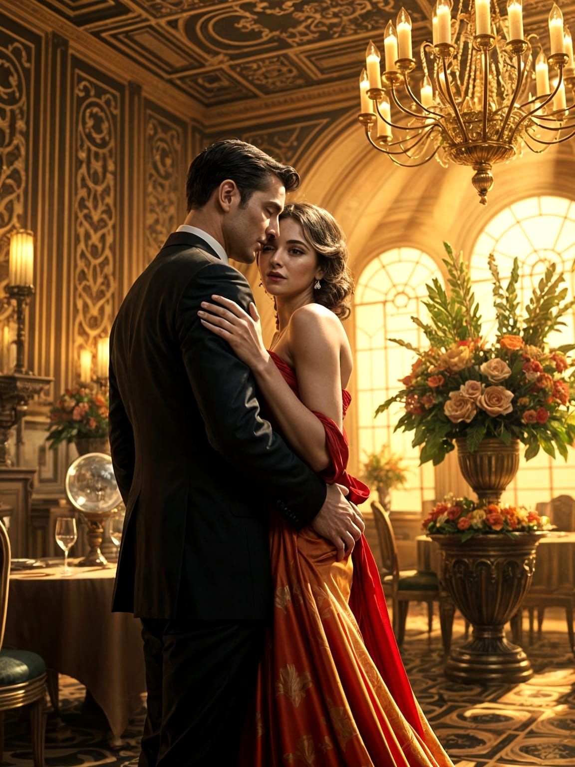 Art Deco Romance in Golden Ballroom