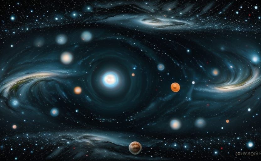 Cosmic Dark Space in Futuristic Bokeh Photography