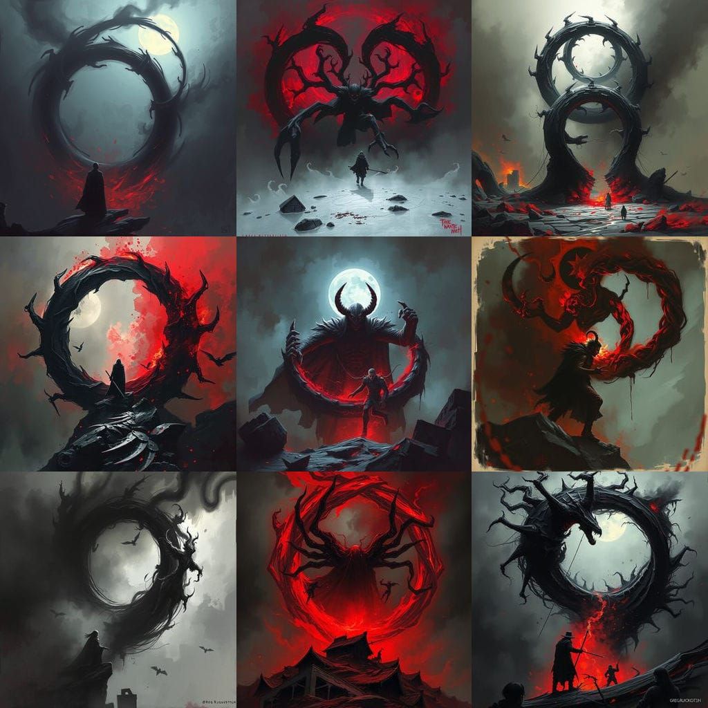 Surreal Ouroboros in Dark Fantasy Art