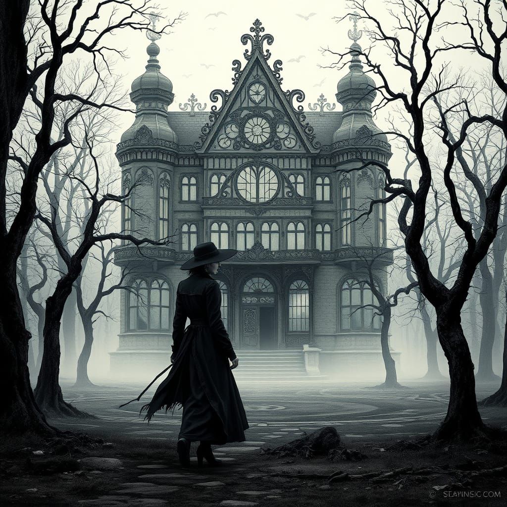 Mysterious Woman in a Haunted Victorian Mansion