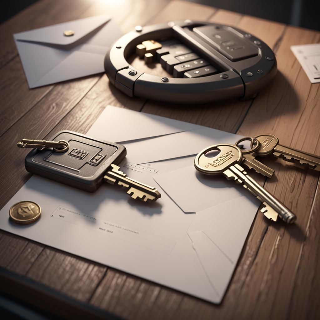 Apartment Key and Envelope in Cinematic 3D
