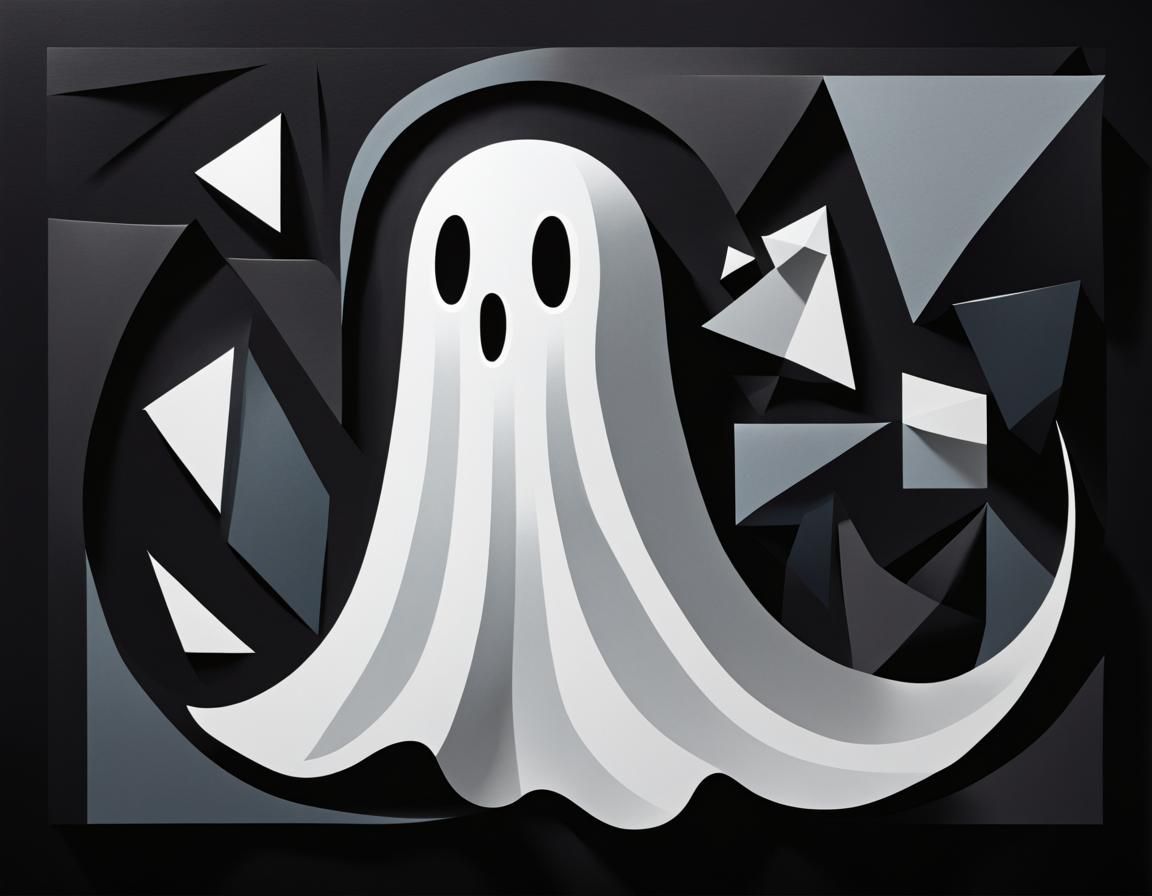 Abstract Cubist Casper the Ghost Drawing