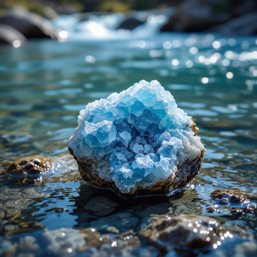 Vivid Blue Hemimorphite Mineral Shining by River