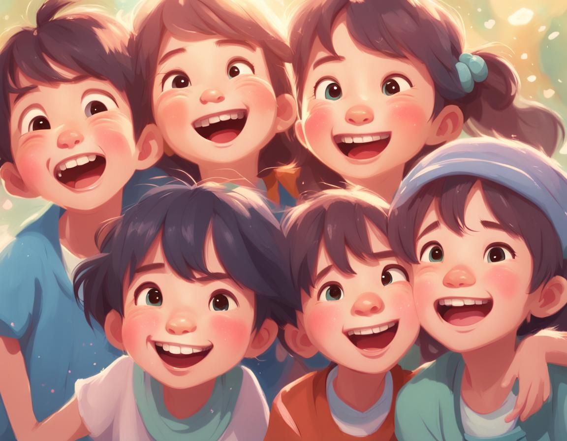 Adorable Laughing Faces in Soft Pastel Colors