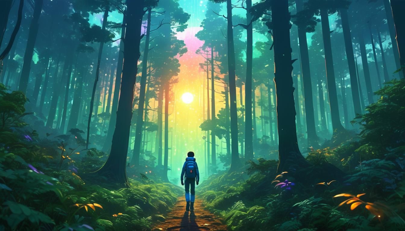 Space Explorer in Misty Forest: Anime Style