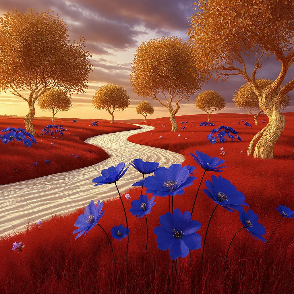 Surreal Landscape with River of Milk in Digital Painting