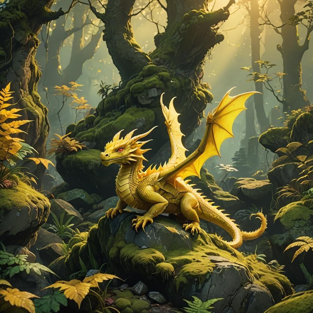 Tiny Yellow Dragon AI Image