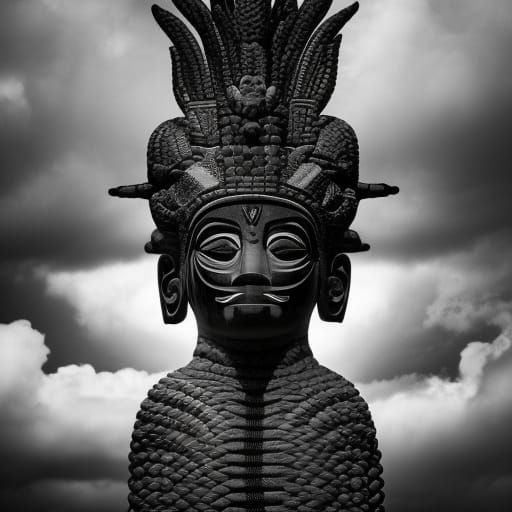 Majestic Zapotec God in Breathtaking Vantablack Styling