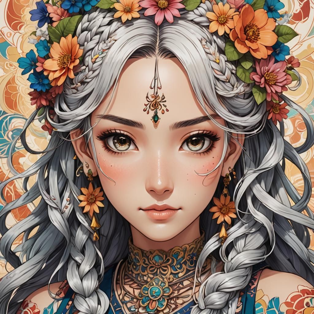 Anime Manga Girl Xochitl Portrait in Vibrant Style