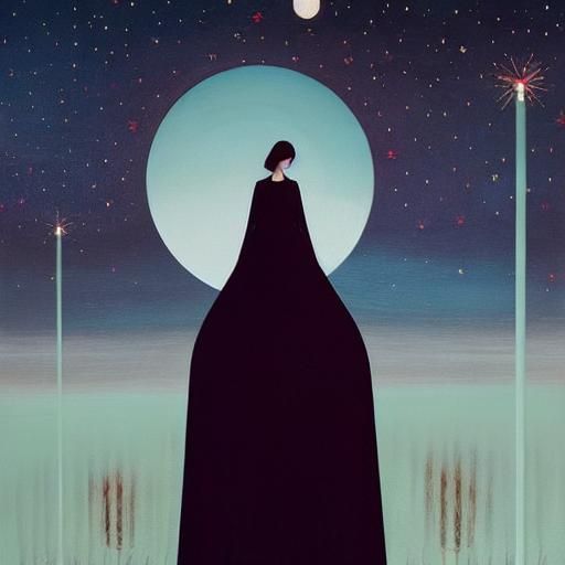 Melancholic Girl Lost in Thought: Surreal Art