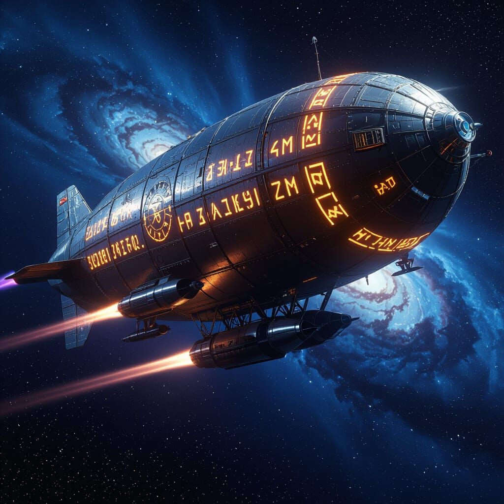 Colossal Space Blimp with Futuristic Weapons