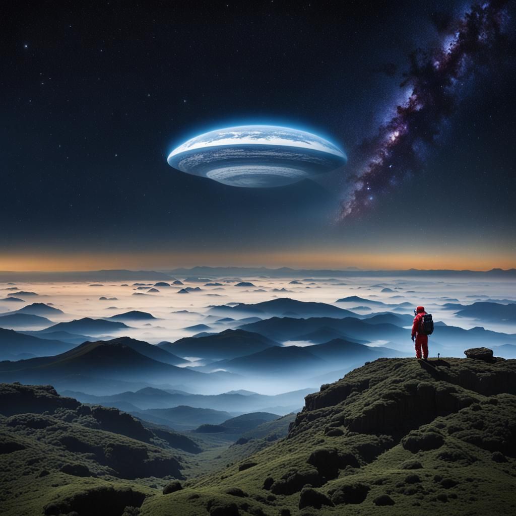 Astronaut on Crystal Plains in Mystic Landscape