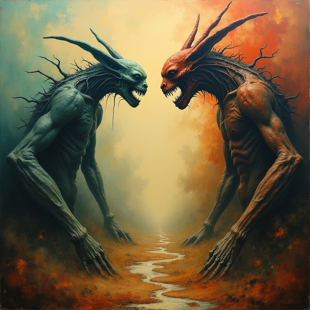 Surreal Debate in Mystical Vortex, Dreamscape Art