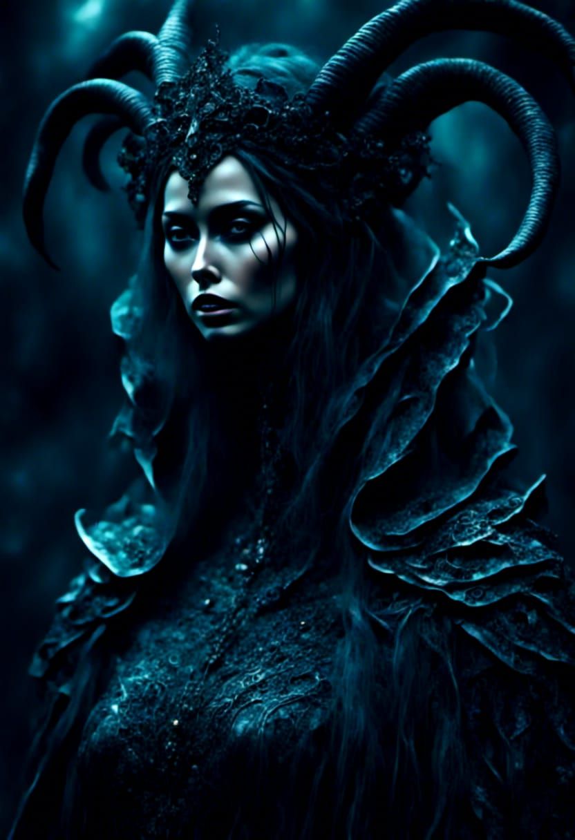 Dark Fantasy Female Demon with Tattered Wings