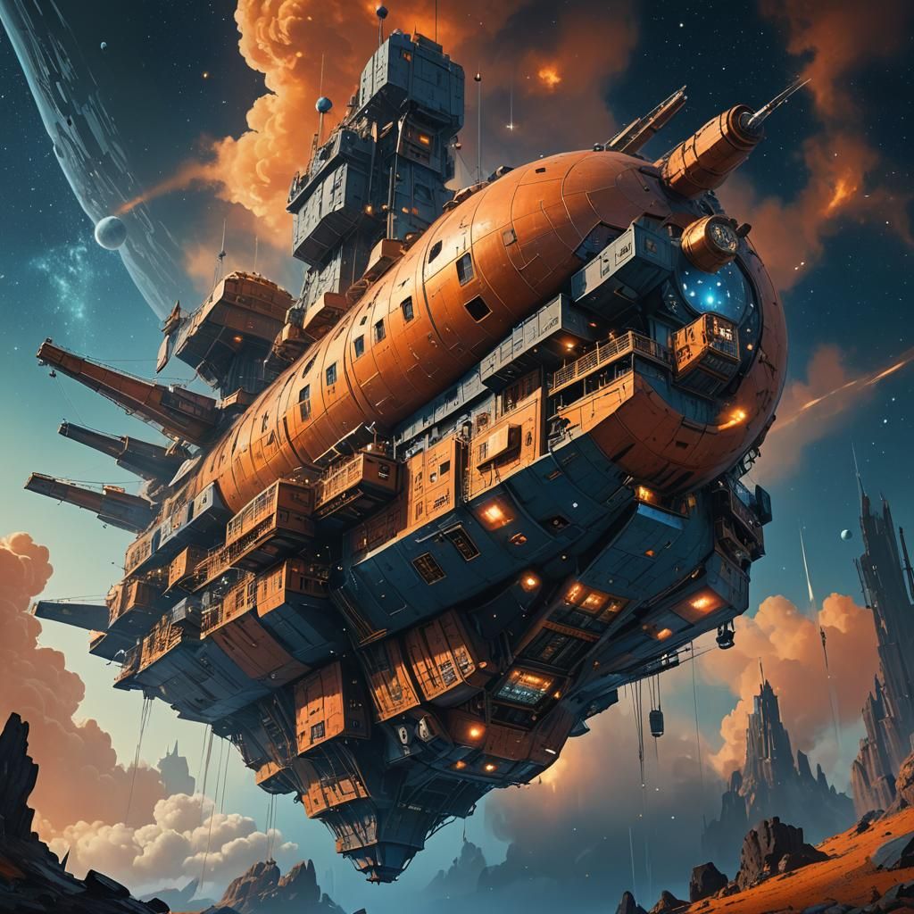 Gigantic Gothic Spaceship Concept Art