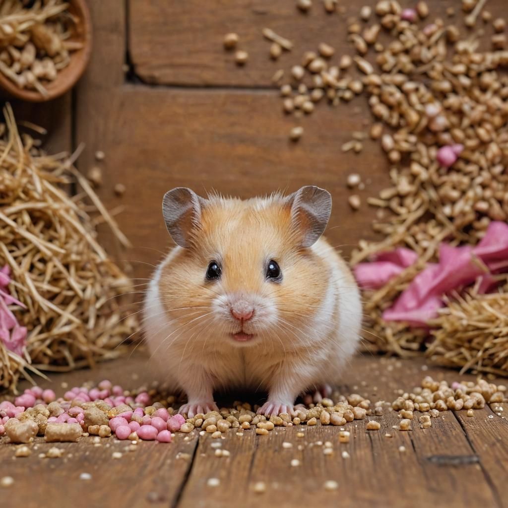Hyperrealistic Macro Photo of a Pink Hamster