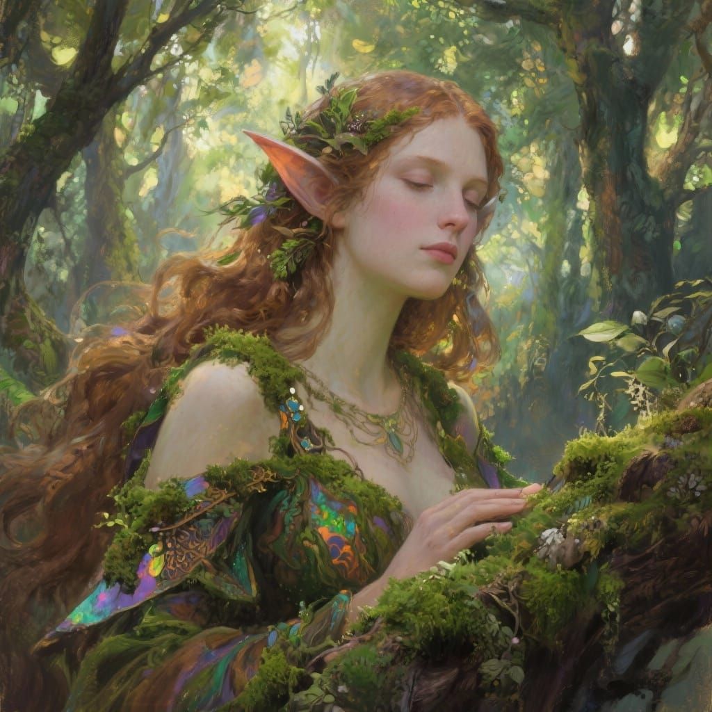 Enchanting Forest Fae Masterpiece in Romantic Style