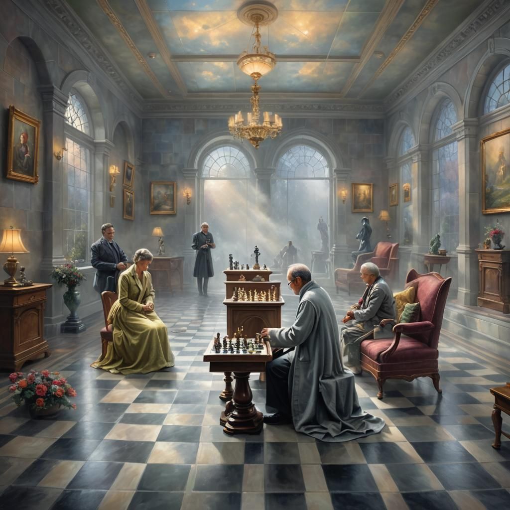Chess Game in Endless Room, Ethereal Fantasy