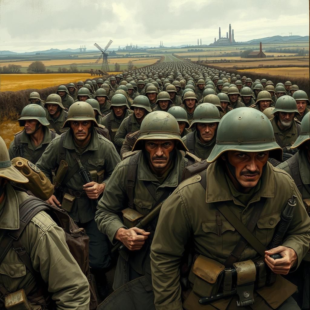 Hundreds of men off to fight in war