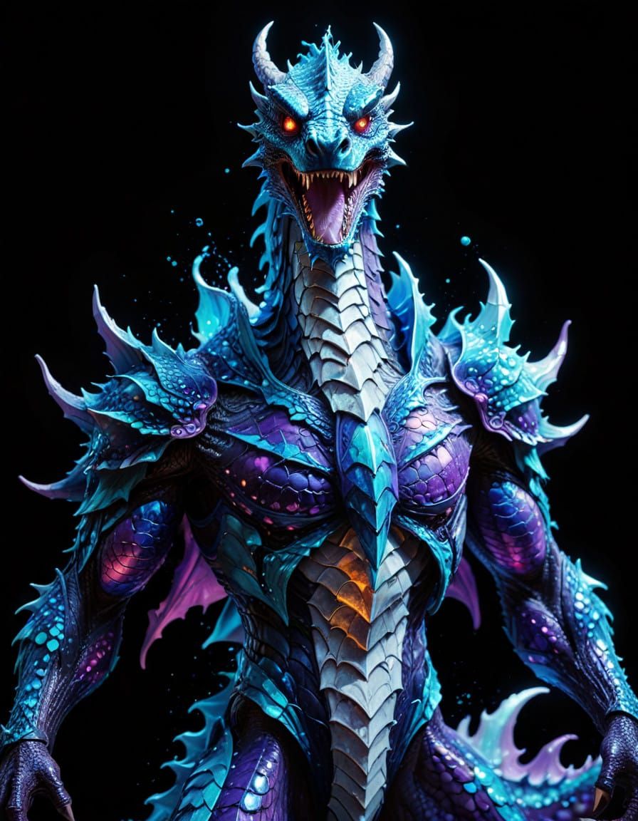 Celestial Leviathan: A Neon-Shimmering Serpent of the Cosmos