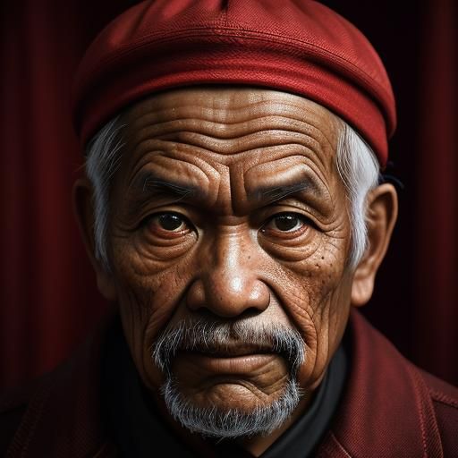 Elderly Malaysian Man Portrait in Ambient Light
