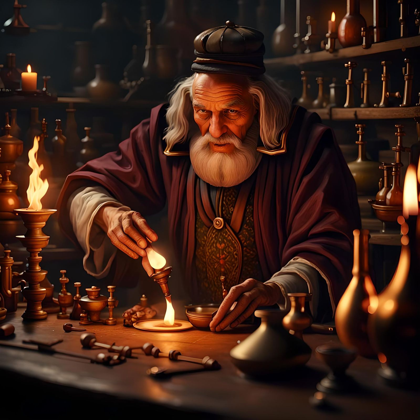 Medieval Alchemist's Lab: Potion Brewing by Candlelight