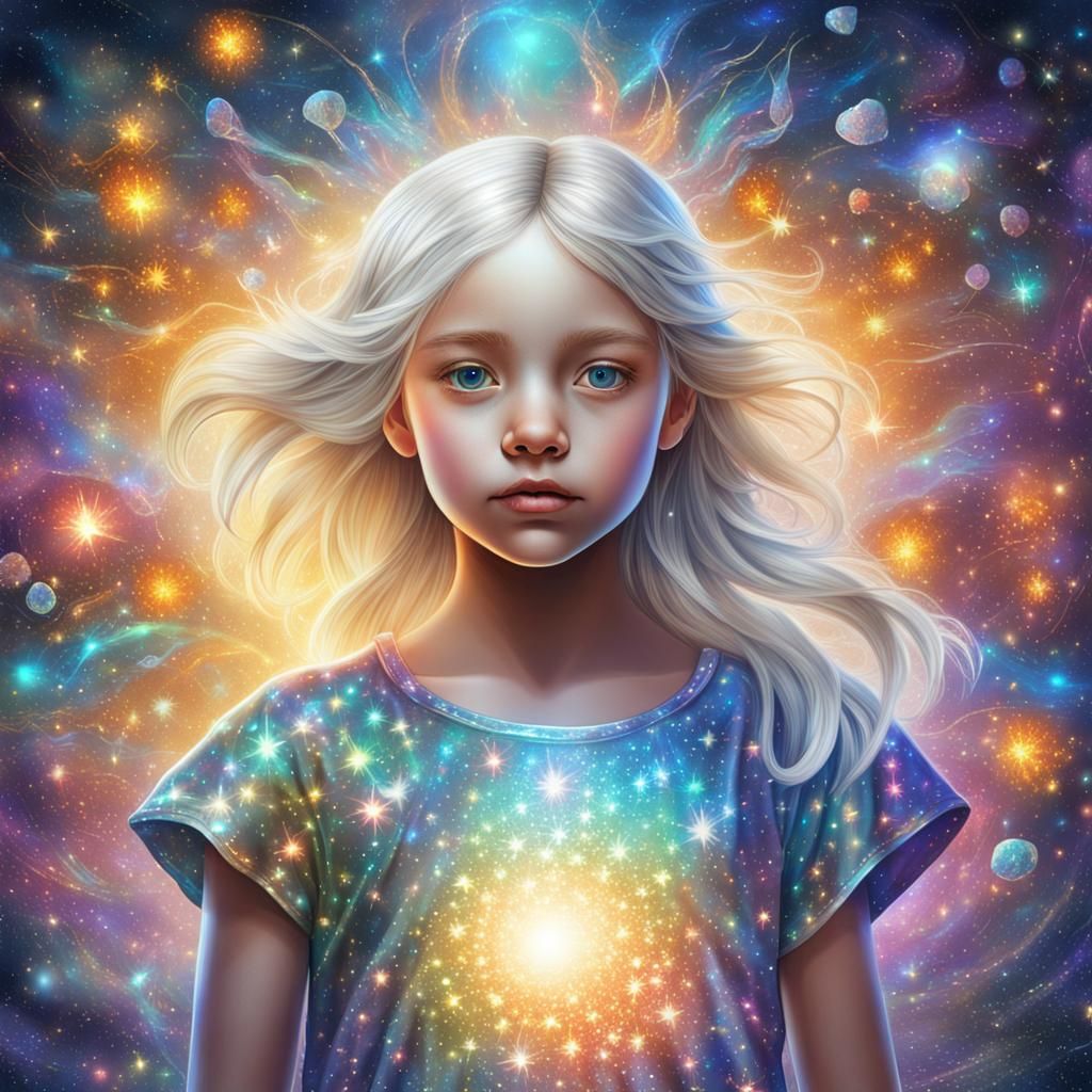 Girl in Silver Bloomers: Holographic Cosmic Illustration