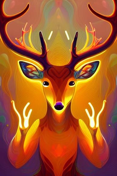 Honey Deer Elemental in Digital Art Style