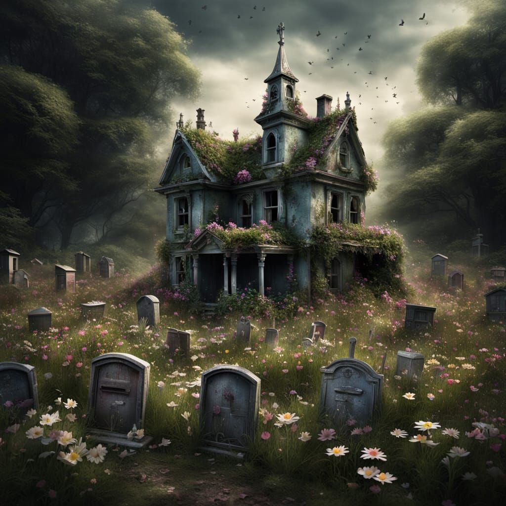 Graveyard of Forgotten Dreams: Melancholic Digital Painting