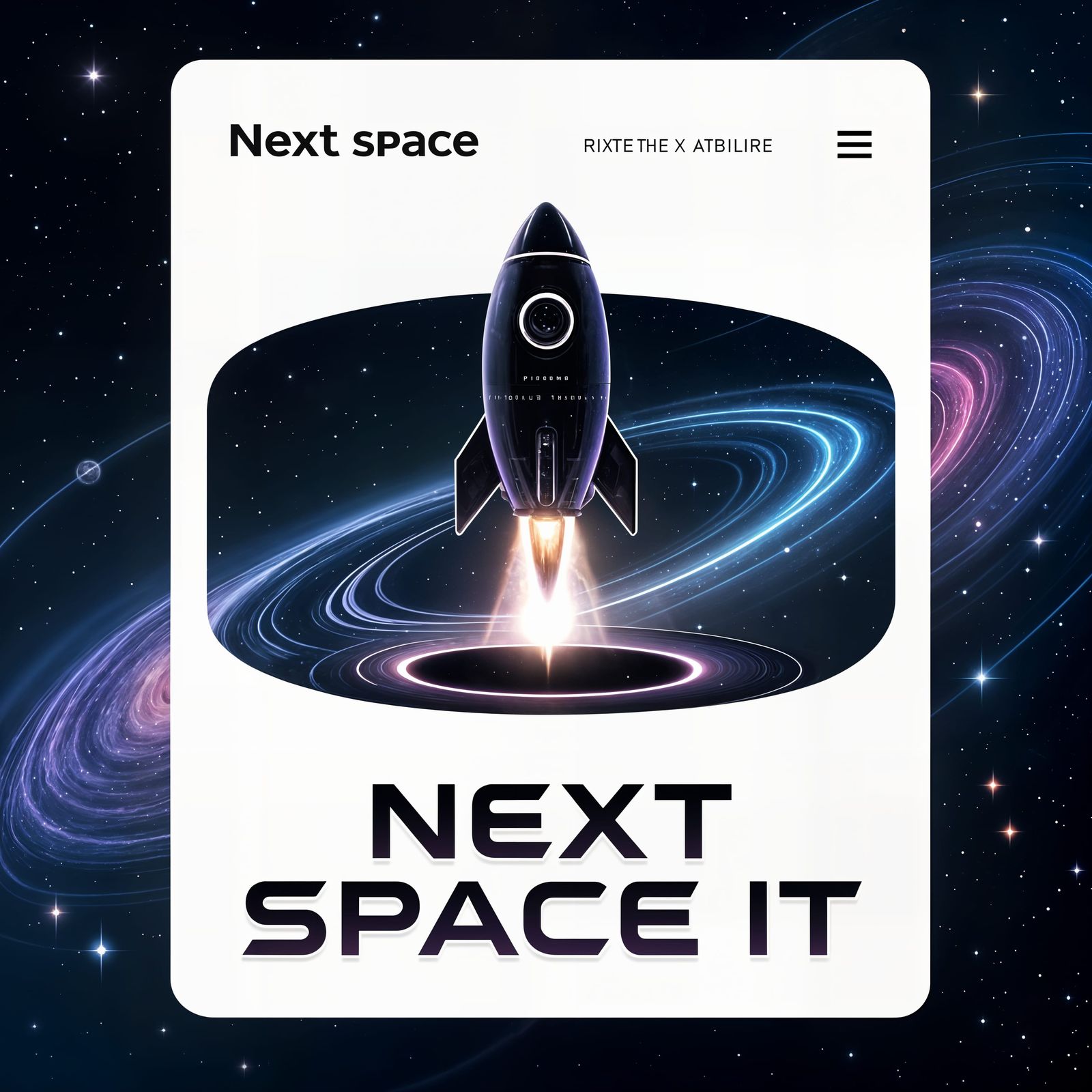 Futuristic Rocket Icon on Cosmic Black Hole Background