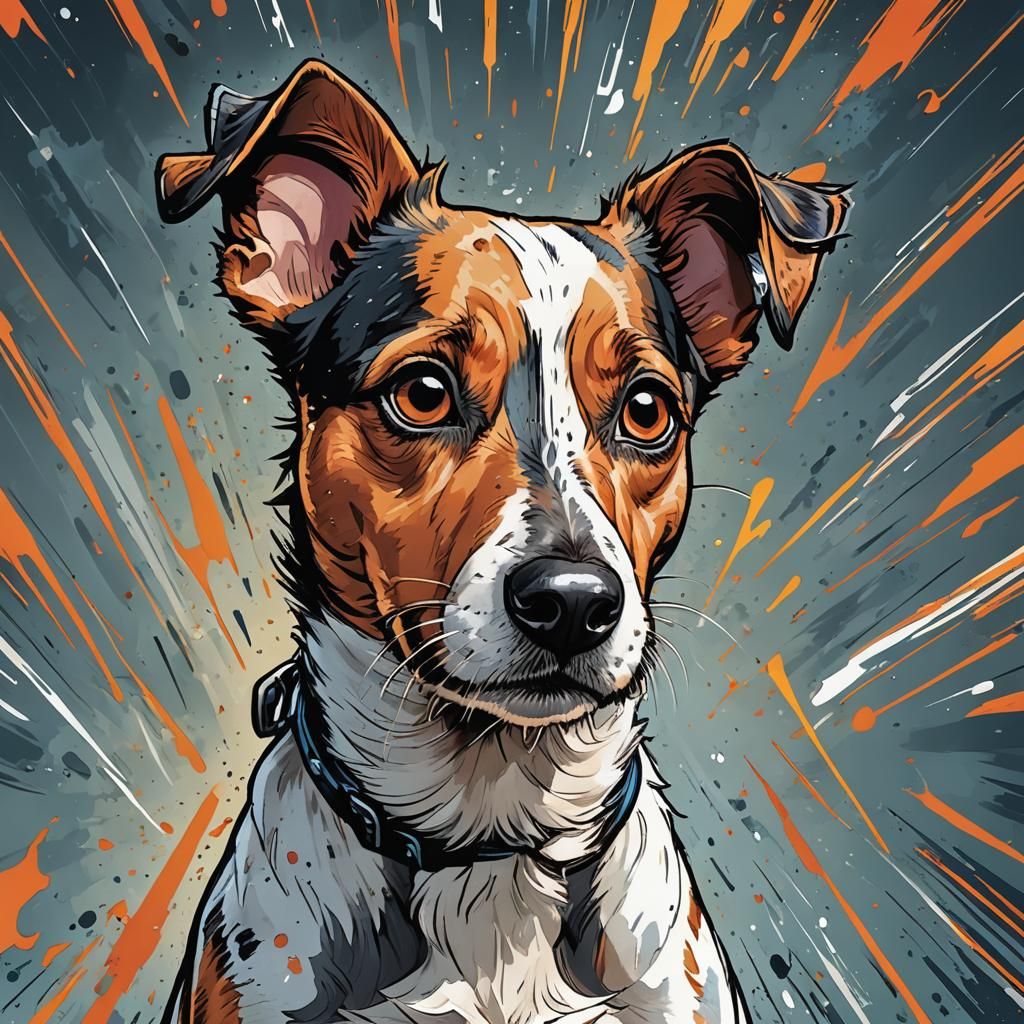Cartoon Jack Russell Portrait in Comic Book Style