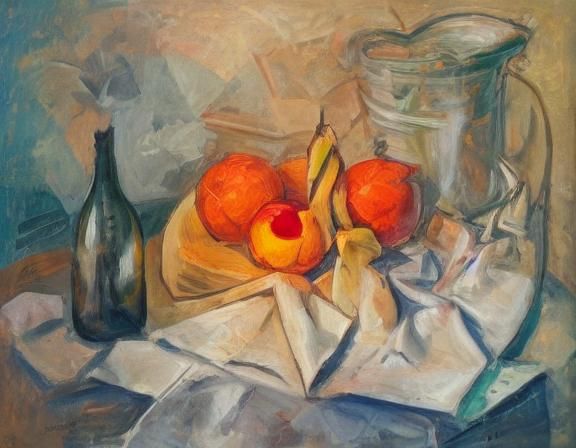 Classic Still Life with Fruit and Wine