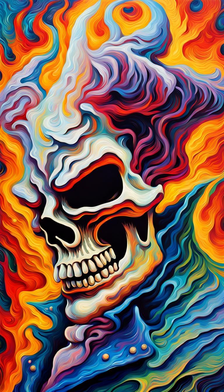Psychedelic Ghost Rider as Expressionist Oil Painting