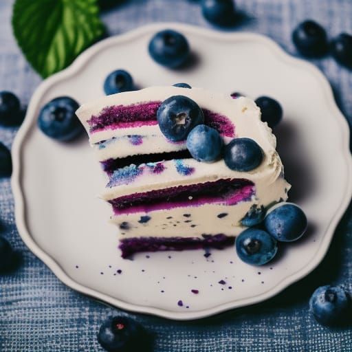 Delicious Blueberry Cake in Professional Photography Style