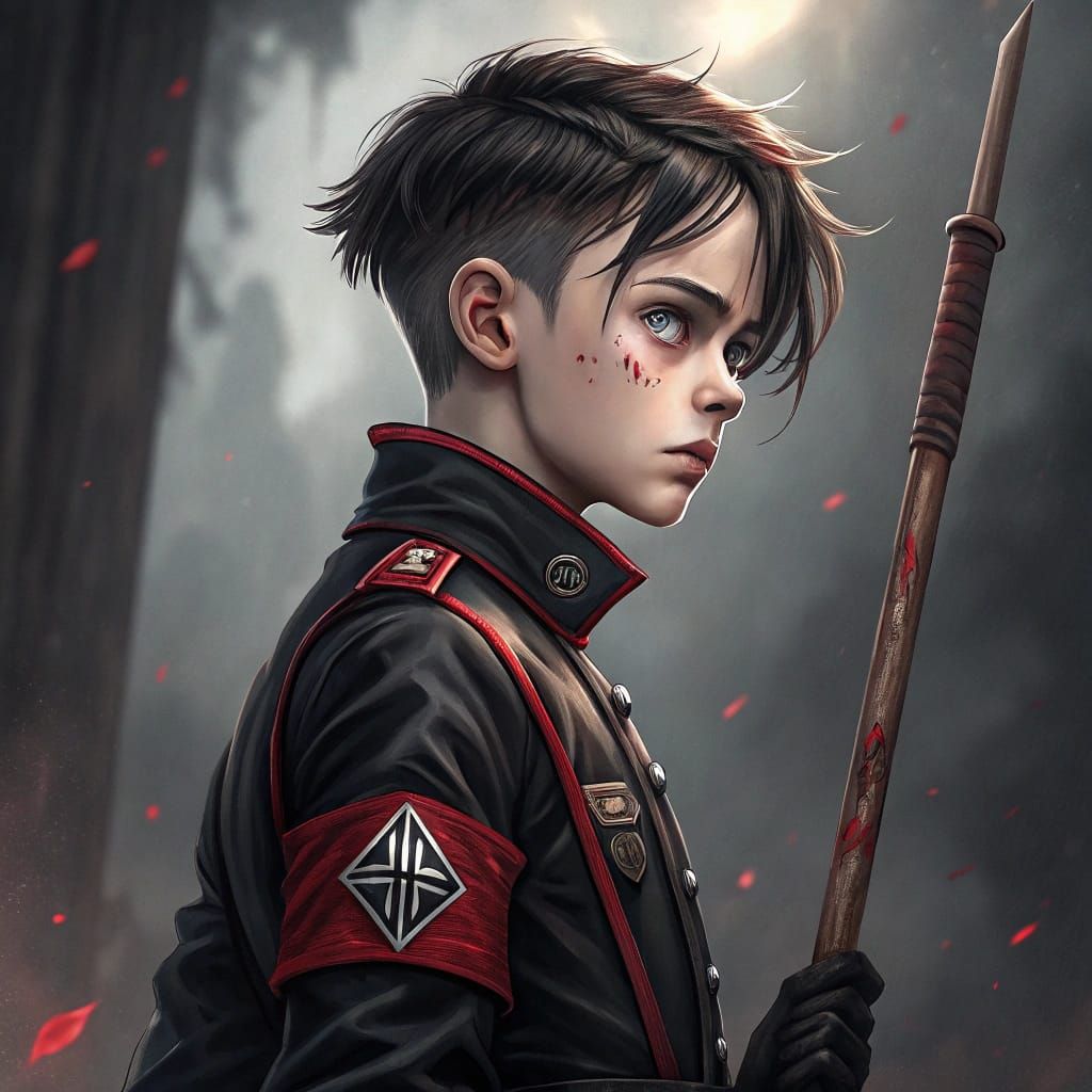 Cyberpunk Warrior in Red and Black