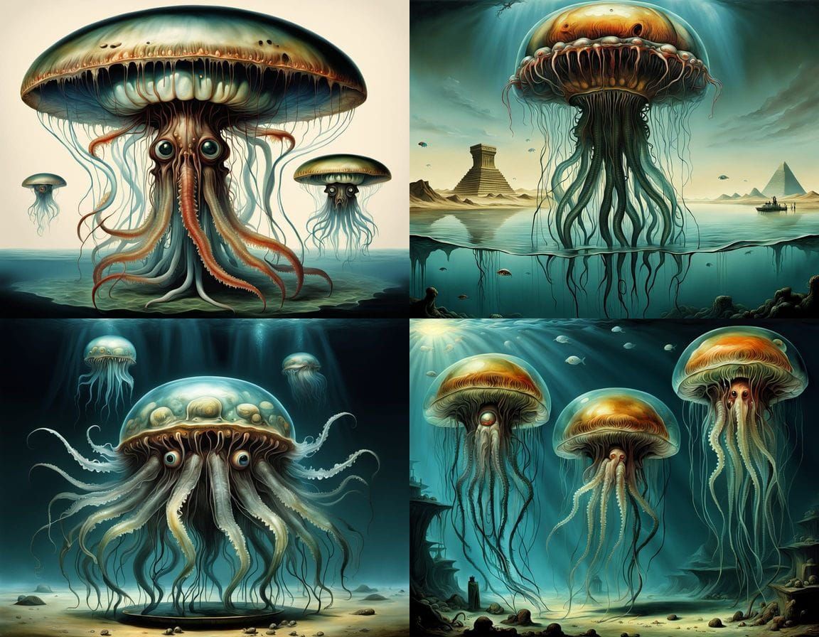 Surreal Egyptian Jellyfish with Internal Organs