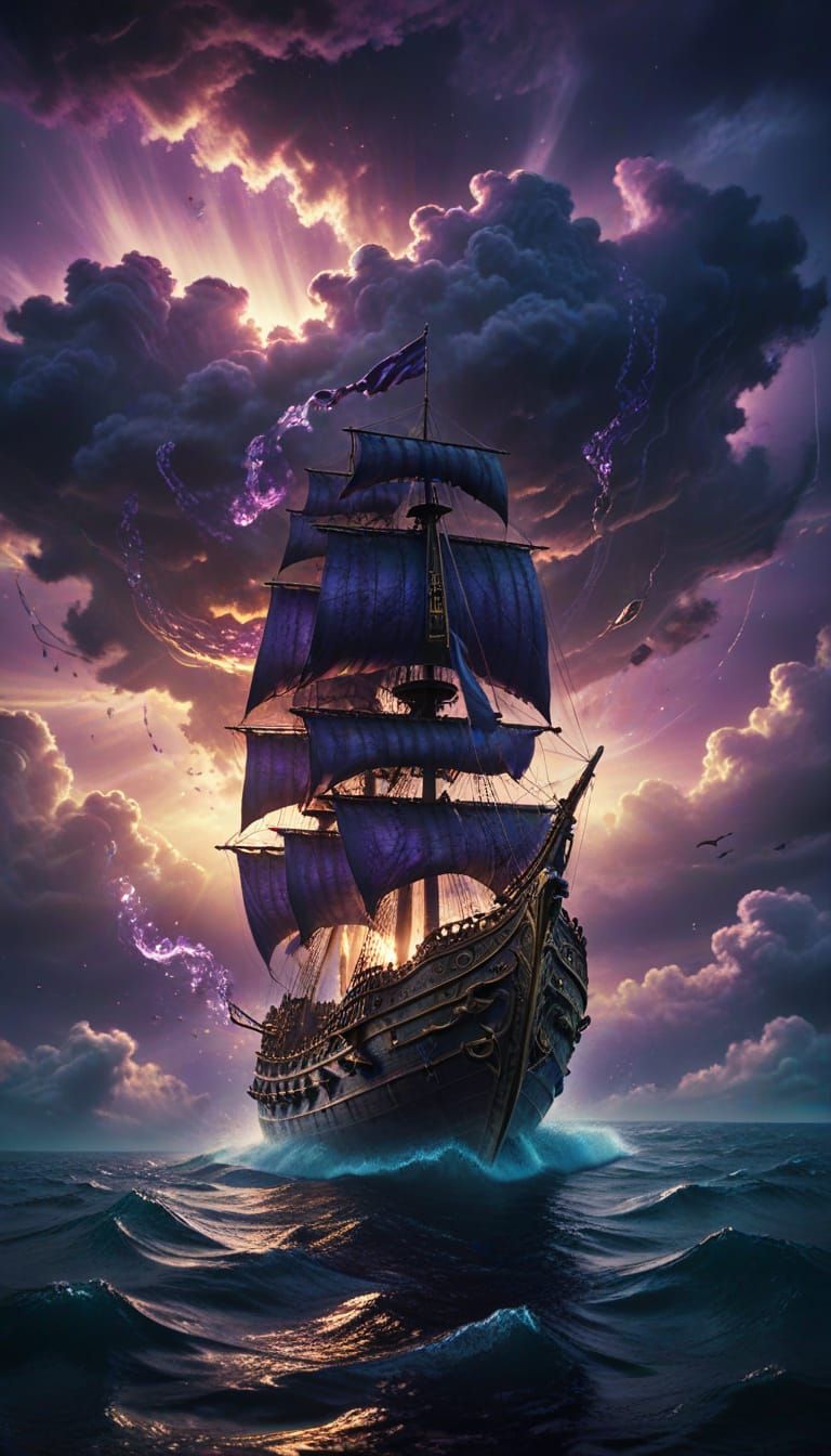 Leviathan Attacks Enchanted Ship: Cinematic Film Still