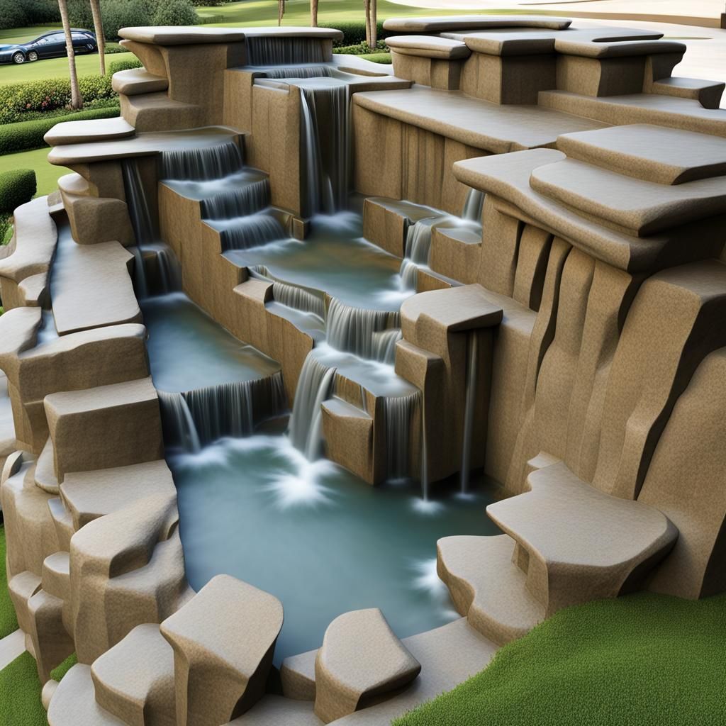 Renaissance-Inspired Tiered Fountain with Cascading Water