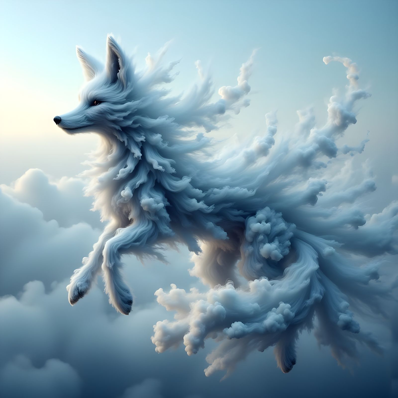 Ethereal Smoke Fox Captured in Realistic Photography