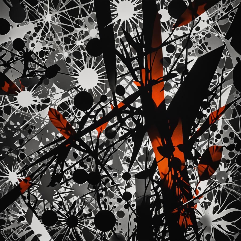 Abstract Photogram in Black and White with Solarization