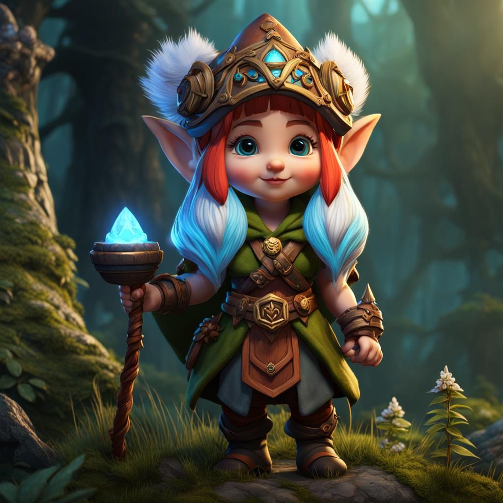 Female Gnome Druid Character Art in 8k