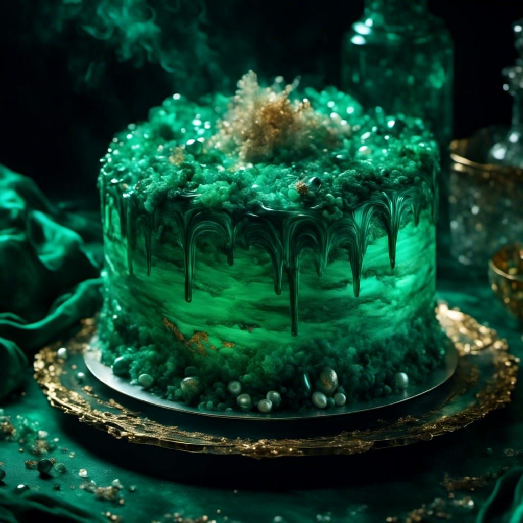 Crystal Malachite Cake with Luminous Layers