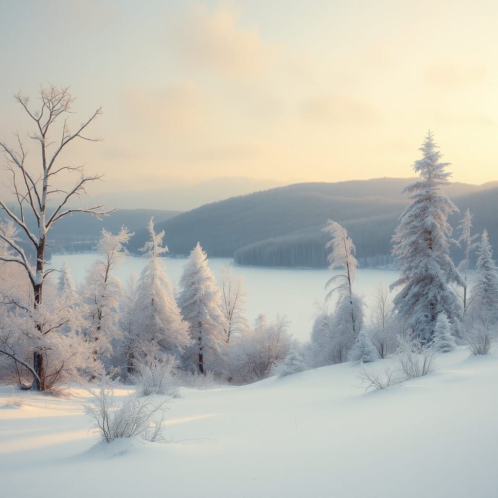 Winter Landscape in Soft Morning Light